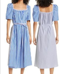 BAUM UND PFERDGARTEN Aiko Mixed Stripe Organic Cotton Midi Dress 34